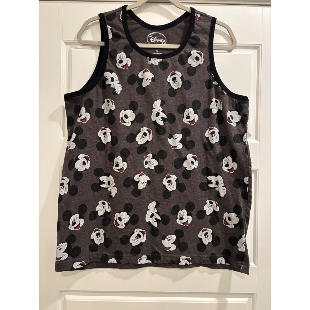 Disney Mickey Mouse Tank Top XL Charcoal Gray All Over Print Sleeveless Shirt
